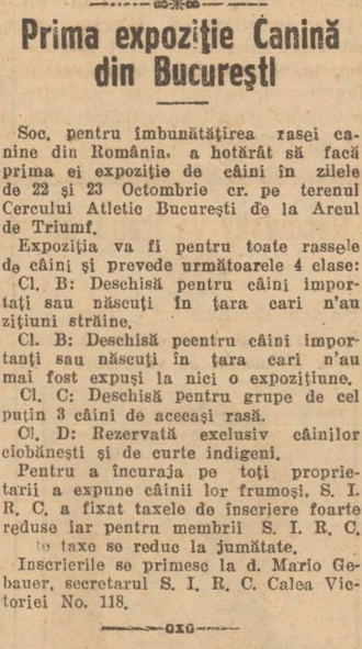 Prima expozitie canina din Bucuresti Prima expozitie canina din Bucuresti