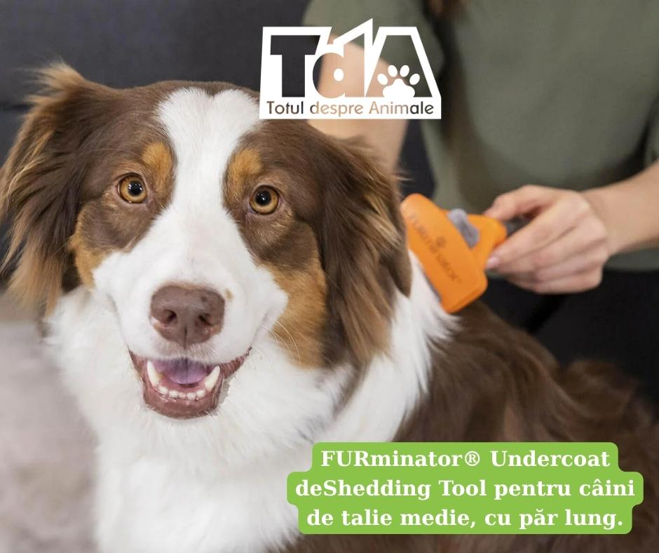 FURminator deshedding pentru câine de talie medie cu păr lung FURminator deshedding pentru câine de talie medie cu păr lung